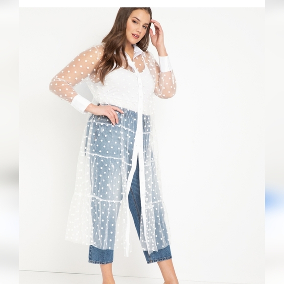 Eloquii Dresses & Skirts - 🍁🍂Like new ELOQUII 24 SHEER POLKA DOT SHIRT DRESS